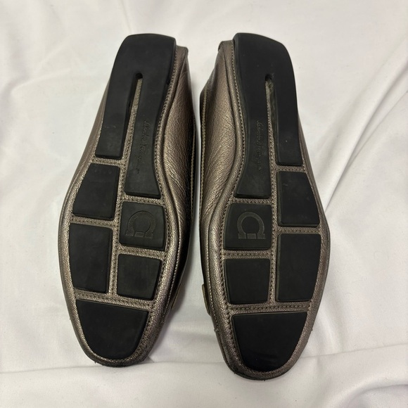 Salvatore Ferragamo Ballet Flats Metallic Bronze Women’s 6.5 Silver Buckle Y2K - Picture 12 of 13